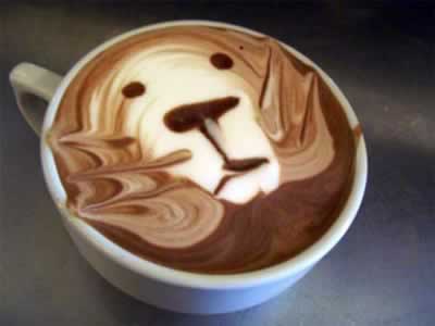 Latte art lion
