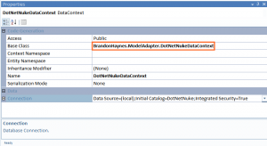 A DataContext with base class changed to use the DotNetNuke adapter.