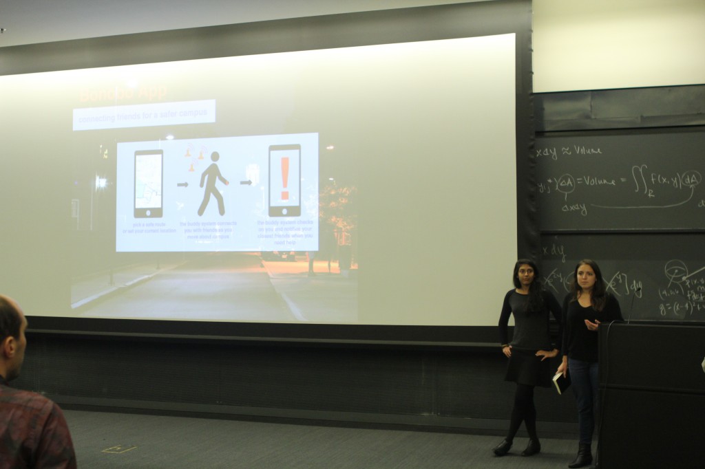 Members of the Sexual Assault team present a schematic for their app, Bonobo.