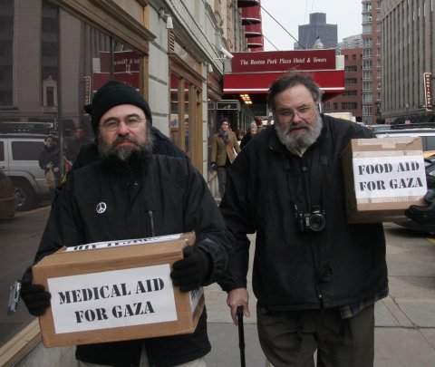 Bringing food and medical supplies to the Israeli Consulate at the Park Plaza Hotel in Boston