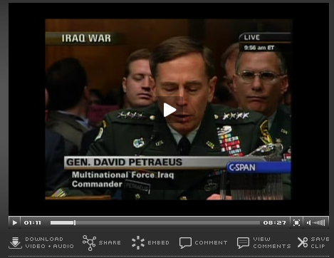 General Petreus testifying before congress. The surge worked, but not well enough to withdraw.