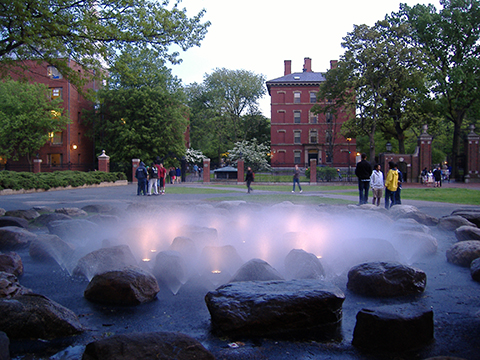 Tanner Fountain in twilight spring '08