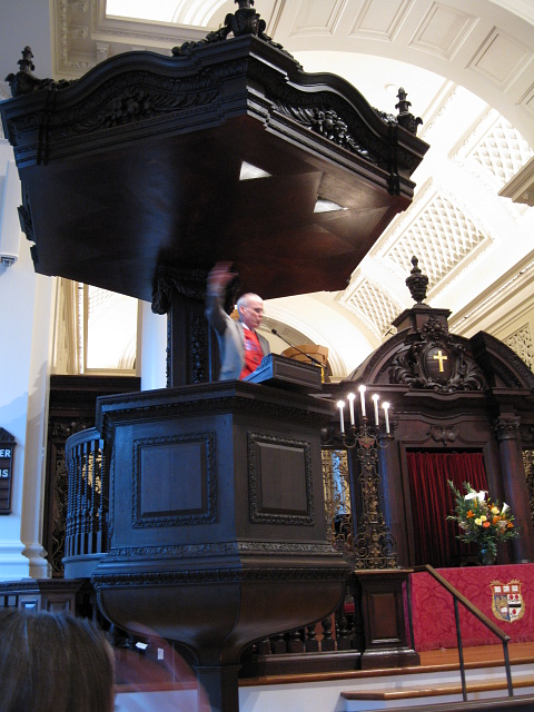 Bill McKibben in the Memorial Church pulpit.<sup>2</sup>