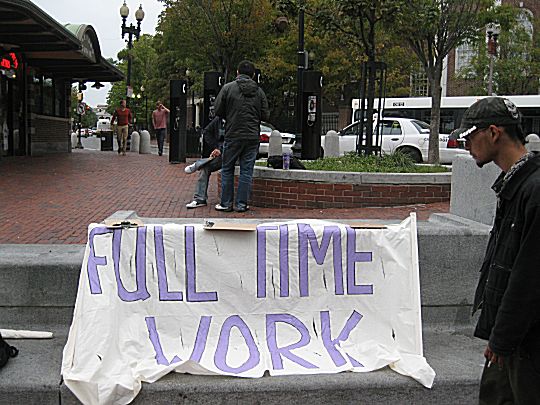 Sign carried by Security Guard members fo SEIU 615 employed at Harvard