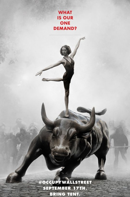 Ballerina on the Wall Street Bull: Occupy Wall Street.