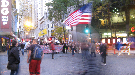 Occupy Boston marches through the financial district in solidarity with Occupy Oakland