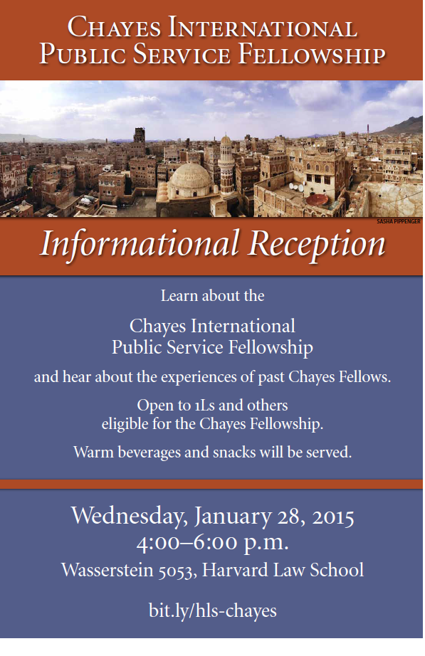 Chayes Fellowship Informational Reception January 28 4-6 pm