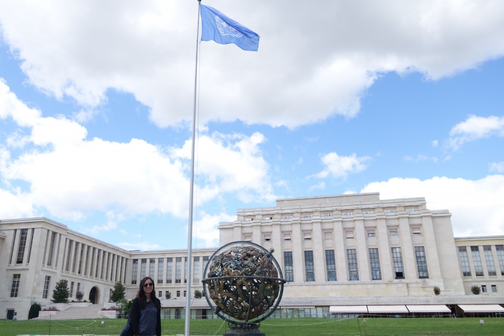 Marissa Yu '17 at the Palais des Nations, the UN's Geneva headquarters.
