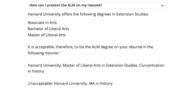 Harvard Extension School Resume Guidelines