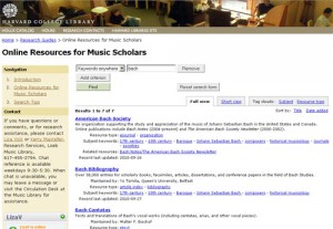 Screenshot, Online Resources for Music Scholars