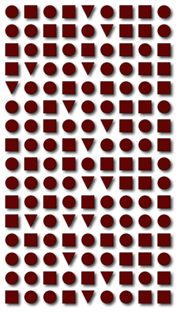 The Boyer-Moore MJRTY algorithm allows efficient determination of which shape (triangle, circle, square) is in the majority without counting each shape.