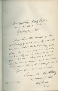 Susan B. Anthony inscription in History of Woman Suffrage