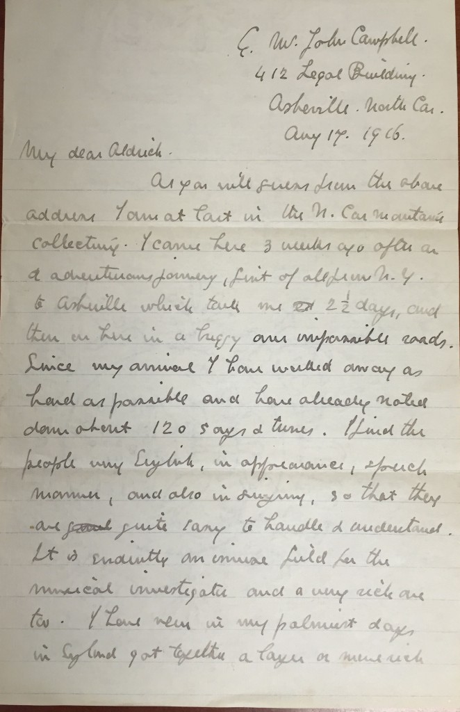 Letter from Sharp to Aldrich, Aug. 17, 1916, Ms. Coll. 131 (131)